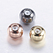 Brass Beads, with Rubber Inside, Slider Beads, Round, Mixed Color, 4x3mm, Rubber Hole: 0.9mm