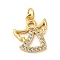 Rack Plating Brass Micro Pave Cubic Zirconia Pendants, with Jump Ring, Cadmium Free & Lead Free, Long-Lasting Plated, Angel, Real 18K Gold Plated, 16.5x14.5x2mm, Hole: 3.4mm
