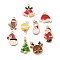 Christmas Theme Alloy Enamel Pendants, Light Gold, Mixed Shapes, 17~25.5x13~19x1.6~1.8mm, Hole: 1.6~1.8mm, 9pcs/set.