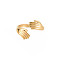 Ion Plating(IP) 304 Stainless Steel Double Hand Hug Open Cuff Ring for Women, Nickel Free, Real 18K Gold Plated, US Size 8(18.1mm)