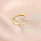 Fashionable Brass Cubic Zirconia Cuff Rings, Letter, Open Rings, Golden, Letter D, Inner Diameter: 16~19mm