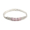 Rack Plating Brass Rectangle Link Bracelet, Cubic Zirconia Tennis Bracelets, Long-Lasting Plated, Cadmium Free & Lead Free, Silver, 7-1/4 inch(18.5cm)