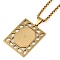 201 Stainless Steel Hollow Rectangle with Cross Pendant Box Chain Necklaces, Real 18K Gold Plated, 23.43 inch(59.5cm)