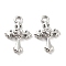 Brass Micro Pave Cubic Zirconia Charms, Cadmium Free & Nickel Free & Lead Free, Cross, Real Platinum Plated, 13x8.5x2.5mm, Hole: 1.4mm