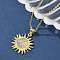 Brass Micro Pave Clear Cubic Zirconia Sun Pendant Necklaces for Women, Real 18K Gold Plated, 17.52 inch(44.5cm), Pendant: 20.5x18.5x3.5mm