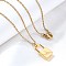 304 Stainless Steel Rolo Chain Pendant Necklaces, Padlock Necklaces for Women Men, Locks with Letter, Letter L, 17.64 inch(44.8cm)