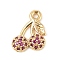 Brass Micro Pave Cubic Zirconia Pendants, Cadmium Free & Nickel Free & Lead Free, Fruit Charms, Real 18K Gold Plated, Cherry, 12.5x9.5x2.5mm, Hole: 1.4mm