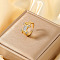Brass Micro Pave Clear Cubic Zirconia Cuff Rings, Golden, 16x12mm, Inner Diameter: 17mm