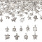 108Pcs 9 Style Tibetan Style Alloy Pendants, Tortoise, Antique Silver, 16~26x9~21x3~6mm, Hole: 1.6~2.5mm, 12pcs/style