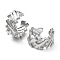 Rack Plating Brass Micro Pave Cubic Zirconia Cuff Earring, Cadmium Free & Lead Free, Platinum, 13.5x13.5x7mm
