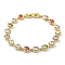 Valentine's Day Rack Plating Brass Cubic Zirconia Heart Link Chain Bracelets for Women, Lead Free & Cadmium Free, Real 18K Gold Plated, Inner Diameter: 7-1/4 inch(18.5cm)