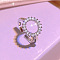 Alloy with Crystal Rhinestone Cuff Rings for Women, Round, Platinum, Inner Diameter: 15~22mm