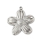 304 Stainless Steel Pendants, Flower Charm, Anti-Tarnish, Stainless Steel Color, 28x26x3mm, Hole: 2mm