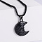 Retro Stainless Steel Punk Skull Moon Crescent Pendant Necklaces for Men, Black