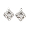 Brass Micro Pave Cubic Zirconia Pendants, Cadmium Free & Nickel Free & Lead Free, Rhombus, Real Platinum Plated, 14x11x3.5mm, Hole: 1.1mm