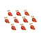 Alloy Enamel Pendants, Leaf, Golden, Orange Red, 19.5x9.5x2.2mm, Hole: 1.5mm