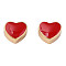 Brass Beads, with Enamel, Nickel Free, Heart, Real 18K Gold Plated, 9.5x11x7.5mm, Hole: 3mm