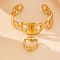 Coffee Bean Alloy Cuff Bangles & Rings Sets, Golden, Inner Diameter: 62mm