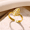 Simple Style 304 Stainless Steel Cuff Rings, for Women, Golden, Inner Diameter: 18mm