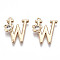 Brass Pendants, with Rhinestones, Cadmium Free & Nickel Free & Lead Free, Alphabet, Golden, Letter.W, 18x14x2.5mm, Hole: 1mm