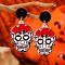 Gothic Rose Acrylic Skull Stud Earrings, Halloween Women's Ear Jewelry, Platinum, White