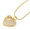 Brass Pave Clear Cubic Zirconia Heart Pendant Necklaces for Women, Real 18K Gold Plated, 16.54 inch(42cm), Pendant: 16x17mm