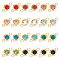 24Pcs 12 Colors 304 Stainless Steel Rhinestone Connector Charms, Golden, Flat Round, Mixed Color, 12x6.5x4mm, Hole: 2mm, 2pcs/color