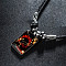 Luminous Alloy Glass Rectangle with Constellation Pendant Black Braided PU Leather Cord Necklaces, Platinum, Leo, 19.69 inch(50cm)