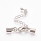 Brass Chain Extender, with Alloy Teardrop Charms, Platinum, 32mm