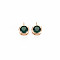 Brass Charms, with Rhinestone, Nickel Free, Flat Round, Real 18K Gold Plated, Emerald, 7x5x3mm, Hole: 1mm