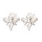 Bees Brass Micro Pave Cubic Zirconia Stud Earrings, Long-Lasting Plated, Lead Free & Cadmium Free, Platinum, 8x10mm