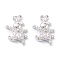 Rack Plating Brass Micro Pave Cubic Zirconia Pendants, Long-Lasting Plated, Rabbit, Platinum, 15.5x10.5x3mm, Hole: 1.2mm
