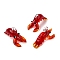 Handmade Lampwork Pendants, Lobster, Red, 25~34x14~18x15~17mm, Hole: 2~4mm