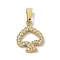 Ion Plating(IP) 304 Stainless Steel Micro Pave Cubic Zirconia Pendants, Heart Charms, Golden, 12.5x10x2mm, Hole: 4x2.5mm