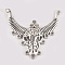 Bull/Ox Head Tibetan Style Alloy Chandelier Components Links, Chandelier Components Links, with Rhinestone, Antique Silver, Crystal, 56x62x7.5mm, Hole: 2mm