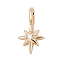 Brass Micro Pave Cubic Zirconia Pendants, Real 18K Gold Plated, Star, 13x7.5x3mm, Hole: 3x1.5mm