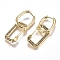 Brass Micro Pave Cubic Zirconia Dangle Huggie Hoop Earrings, Long-Lasting Plated, Rectangle, Golden, Black, 39mm, Pin: 1mm