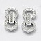 Anti-Tarnish Rhodium Plated 925 Sterling Silver Cubic Zirconia Watch Band Clasps, Fold Over Clasps, with 925 Stamp, Ring, Platinum, 20x9x4mm, Hole: 0.5x4mm