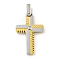 Ion Plating(IP) 304 Stainless Steel Pendants, Cross Charm, Golden & Stainless Steel Color, 28x19x3mm, Hole: 6.5x3mm