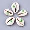Cowrie Shell Beads, with Enamel, No Hole/Undrilled, Evil Eye, Lime Green, 20~25x14~16x5~7mm