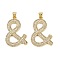 Brass Micro Pave Cubic Zirconia Pendants, Symbol &, Cadmium Free & Lead Free, Rack Plating, Long-Lasting Plated, Real 18K Gold Plated, 30x21x3mm, Hole: 3.5x3.5mm
