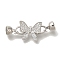 Brass Fold Over Clasps, with Micro Pave Clear Cubic Zirconia, Cadmium Free & Nickel Free & Lead Free, Butterfly, Platinum, 38mm
