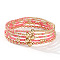 5Pcs Zinc Alloy & Glass Seed Round Beads Stretch Bracelet Set for Women, Pearl Pink, Inner Diameter: 5/8 inch(1.6cm)