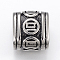 304 Stainless Steel Slide Charms/Slider Beads, For Leather Cord Bracelets Making, Oval, Antique Silver, 12.5x13x8mm, Hole: 5x10mm