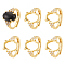 6Pcs Rack Plating Oval Brass Micro Pave Cubic Zirconia Adjustable Ring Components, 4 Claw Prong Ring Settings, Long-Lasting Plated, Golden, Tray: 12x8mm, Inner Diameter: 19mm