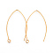 304 Stainless Steel Earring Hooks, with Horizontal Loop, Golden, 39~40x24x0.9mm, Hole: 2mm, 19 Gauge, Pin: 0.9mm