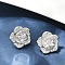Flower Brass Micro Pave Clear Cubic Zirconia Stud Earrings, Long-Lasting Plated, Cadmium Free & Lead Free, Rack Plating, Platinum, 14.5x15mm
