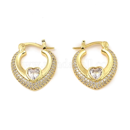 Серьги-кольца из латуни с цирконием EJEW-K254-05G-1