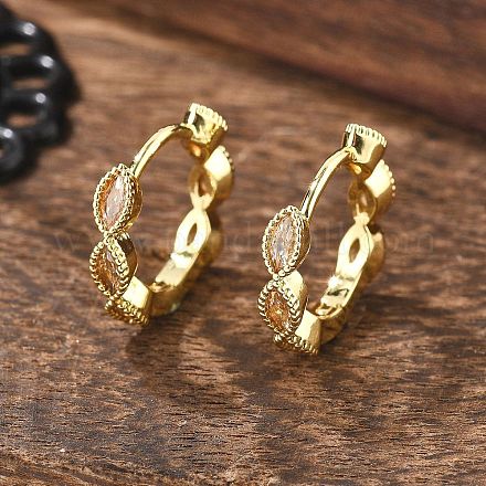 Серьги-кольца из латуни с микро-паве из фианита EJEW-K083-34G-B-1