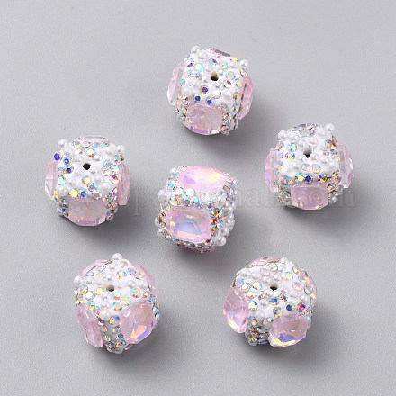 Ручной полимерной глины шариков Rhinestone CLAY-WH20005-002A-01-1